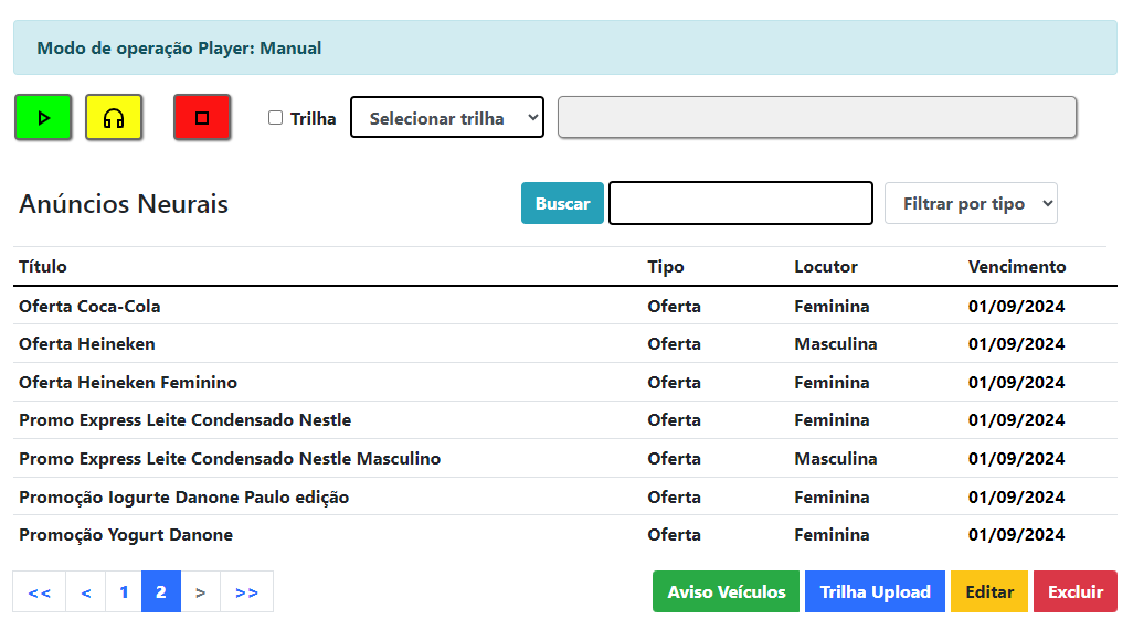 Reprodução de ofertas