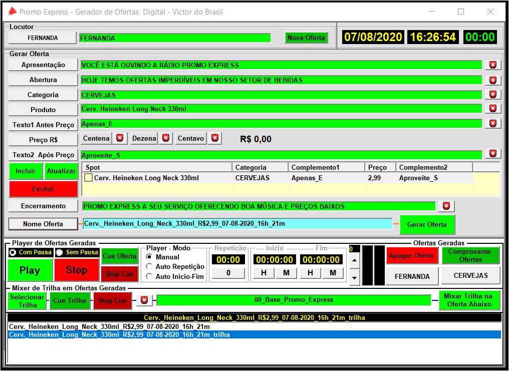 Promoexpress - tela do software